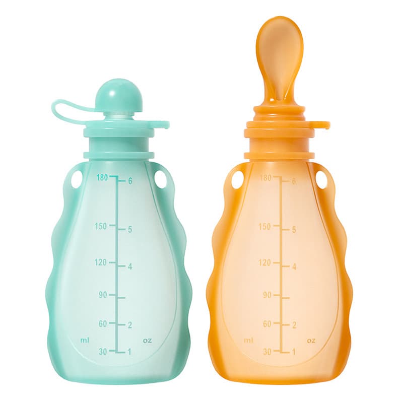 Children's silicone nibbler for supplementary food, handheld feeding bottle, milk storage container 5