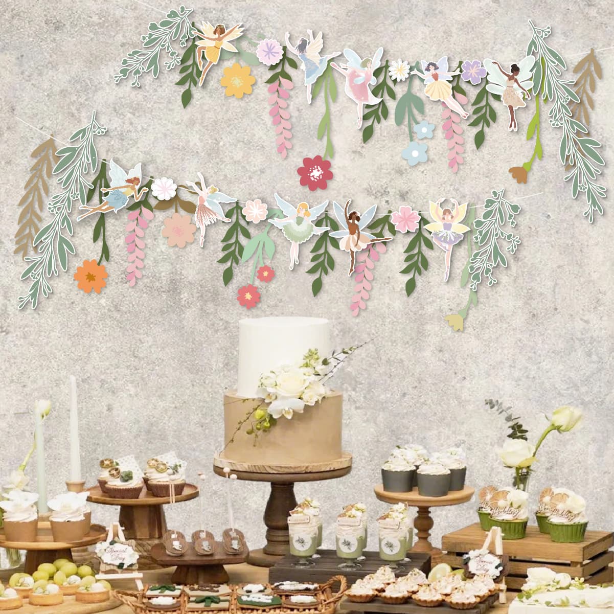2025ins wind pull flower holiday flower fairy leaf set hanging decoration birthday decoration flower banner holiday decoration 1