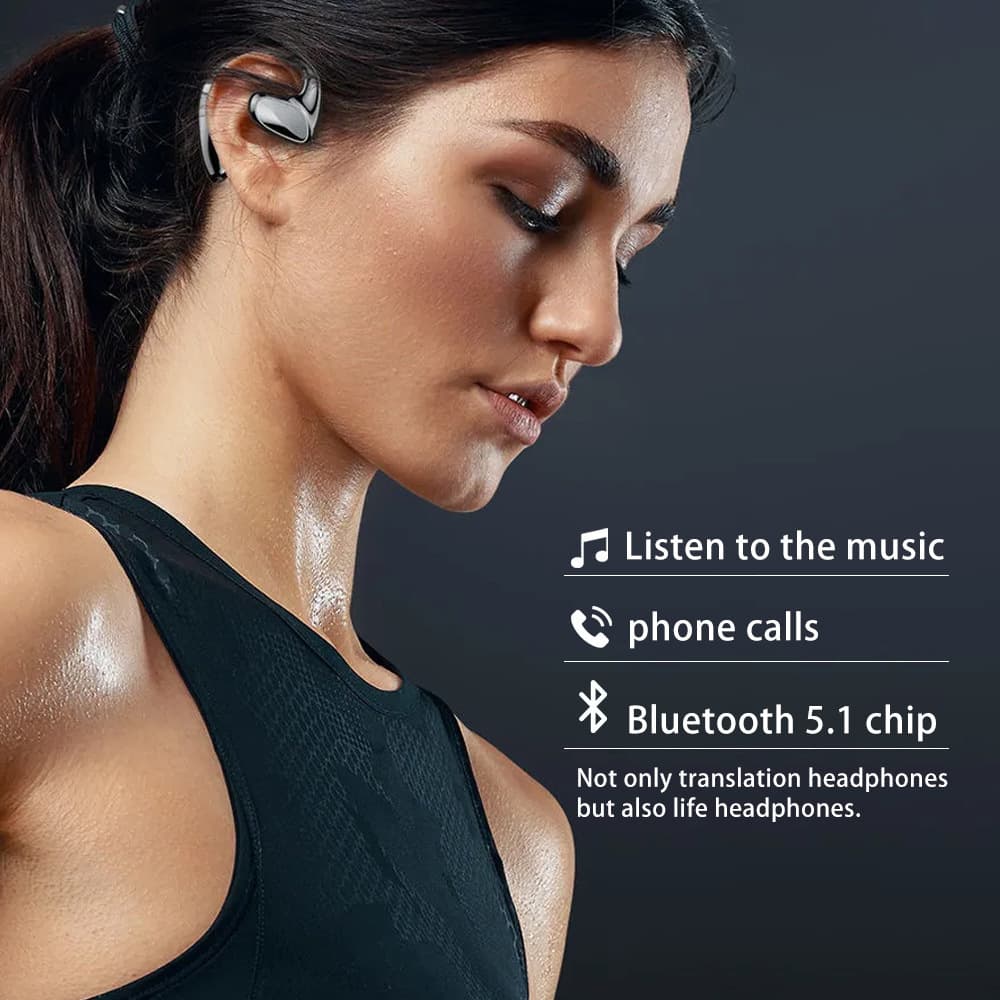2025 new wireless AI translation smart Bluetooth headset bone conduction open ear hanging sports long-life headset 2