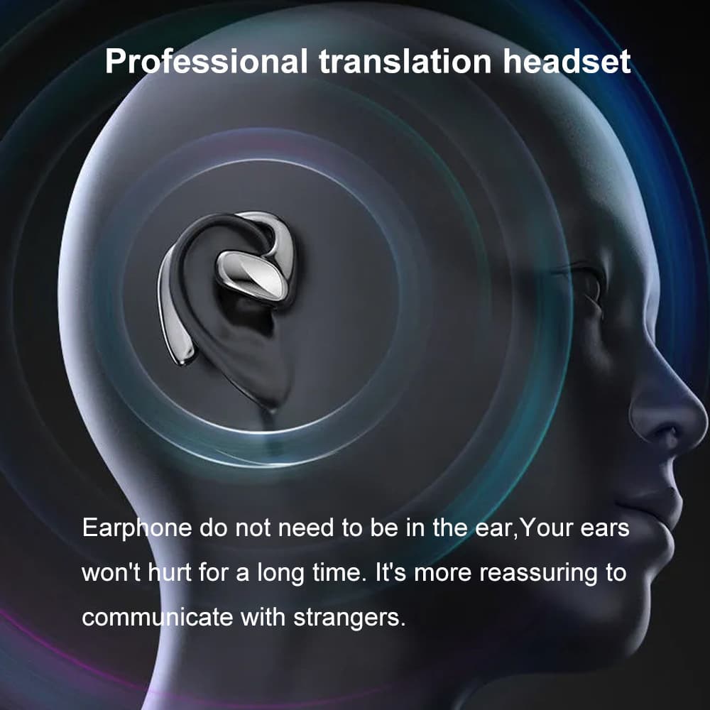 2025 new wireless AI translation smart Bluetooth headset bone conduction open ear hanging sports long-life headset 3