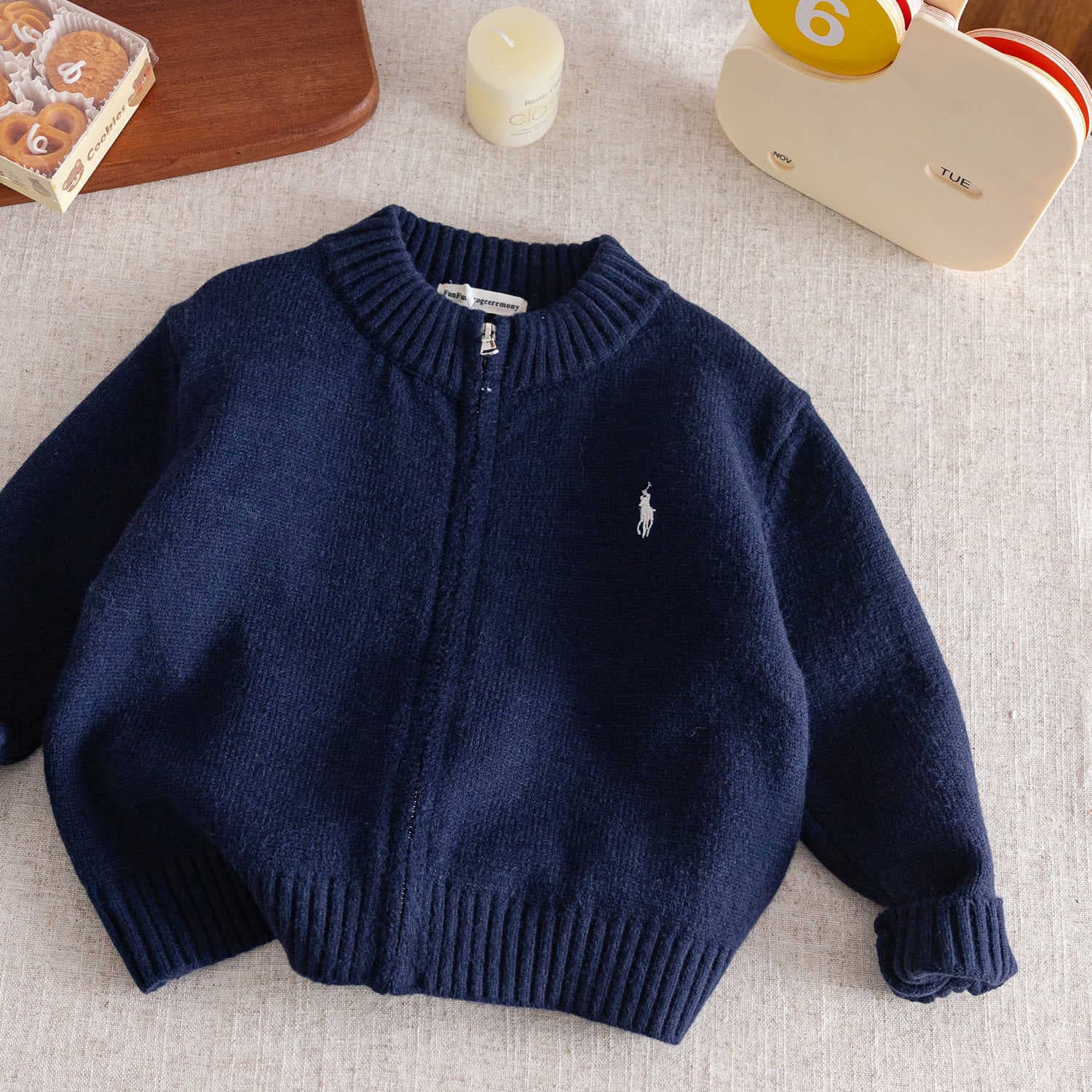 Children's cardigan, autumn sweater, knitted jacket for boys with zipper, Korean style 4