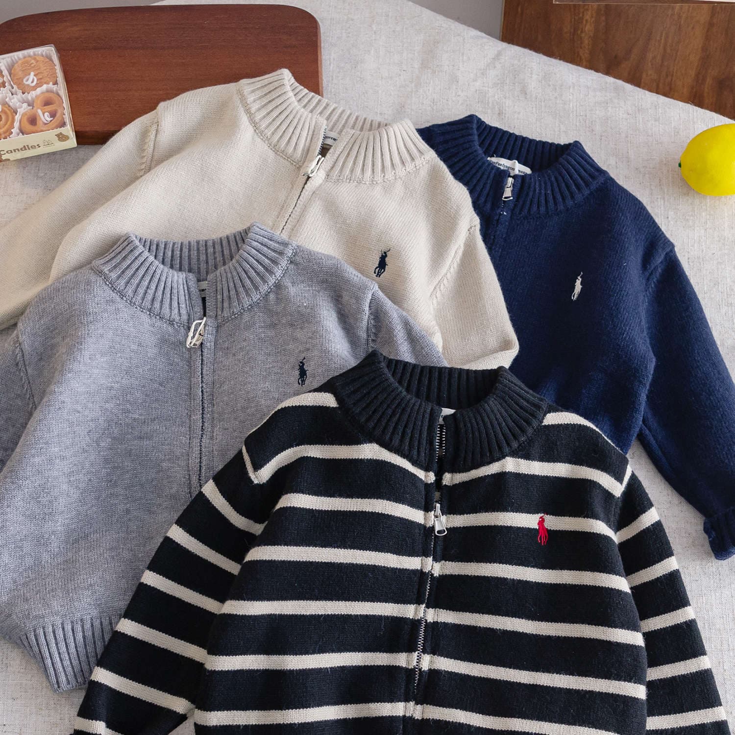 Children's cardigan, autumn sweater, knitted jacket for boys with zipper, Korean style 1