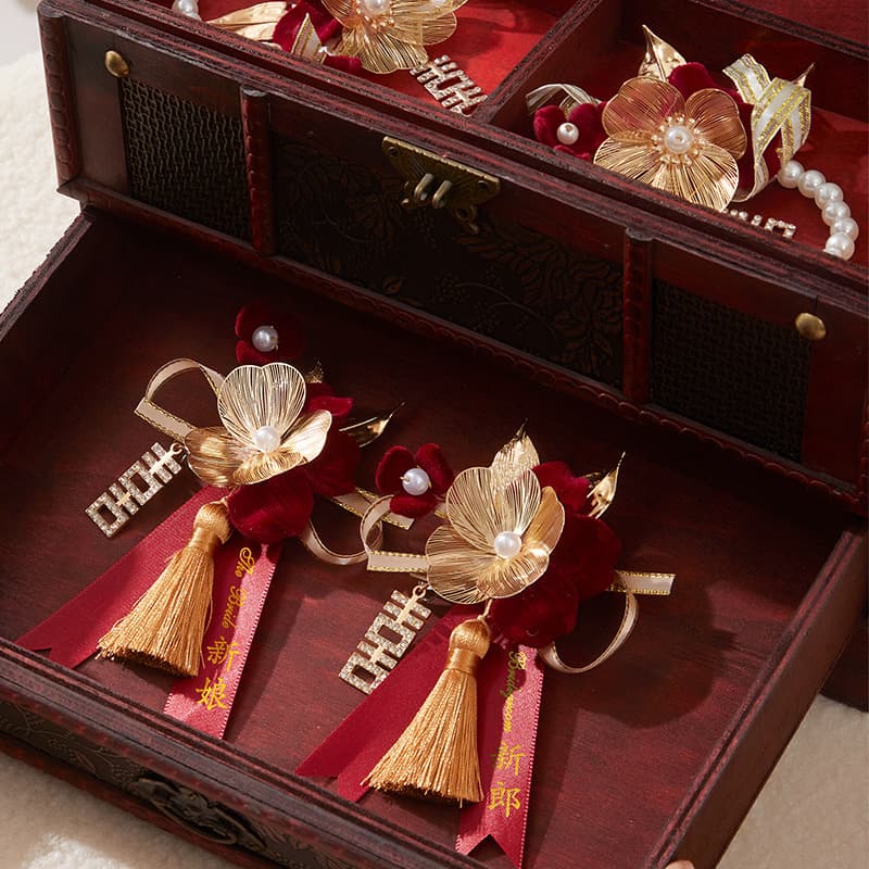 Breast flower wedding full set of wedding bridegroom brides parents and family family family plackets high -end chest needle wedding supplies Daquan 3