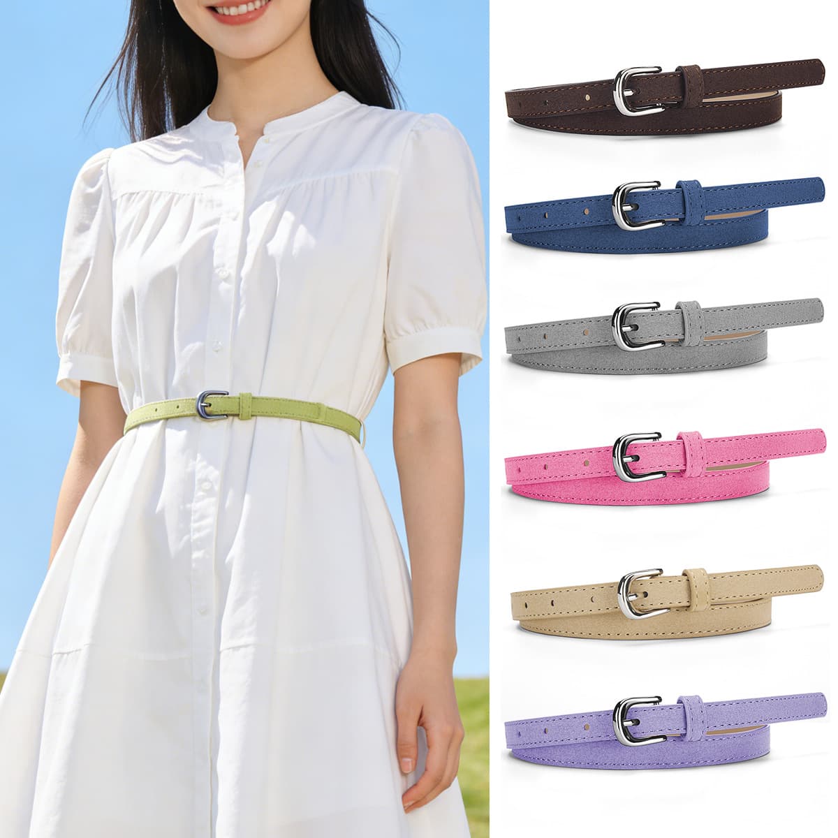 Capacious belt, suede jeans, tights, dress, simple and elegant design, (Physicals) 1
