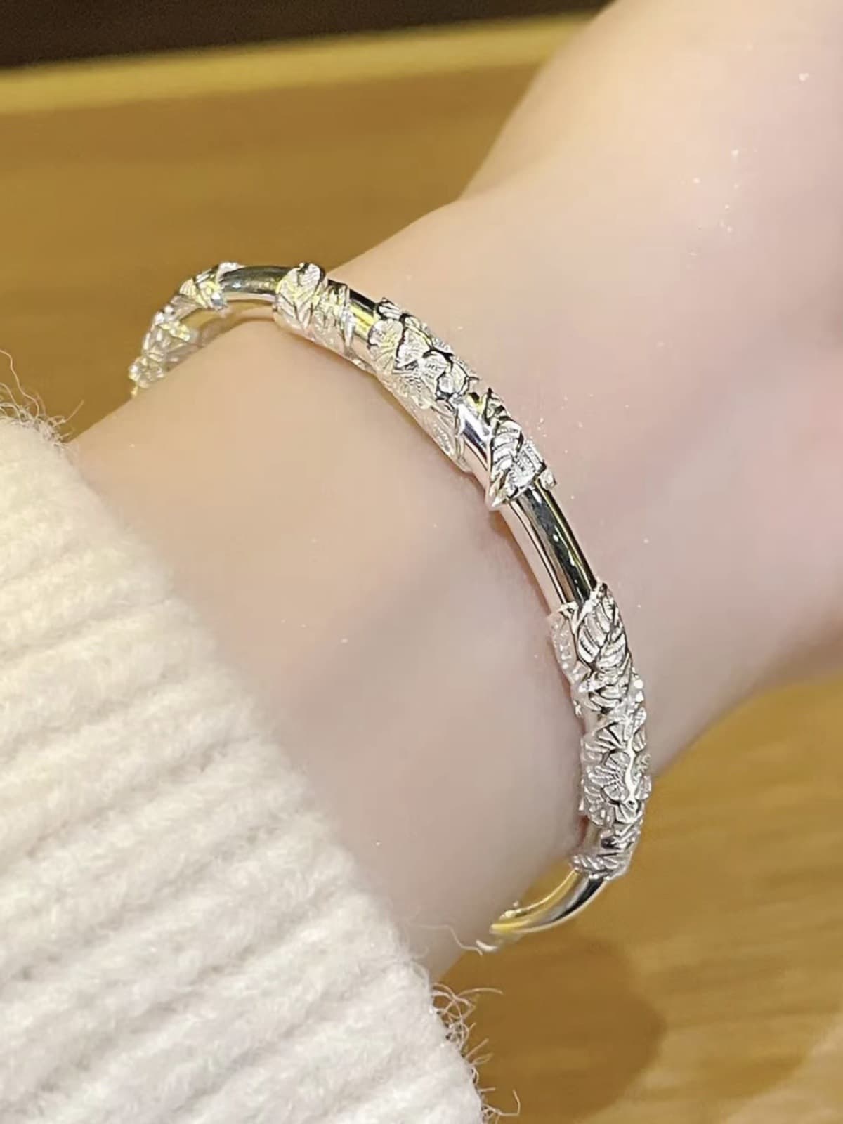 999 Pure Silver Flower Bracelet for Women 1