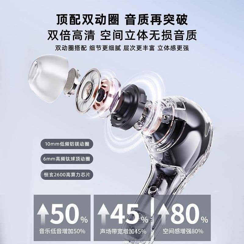Super high-value air31 transparent high-sounding in-ear sports digital display wireless Bluetooth headset factory 3