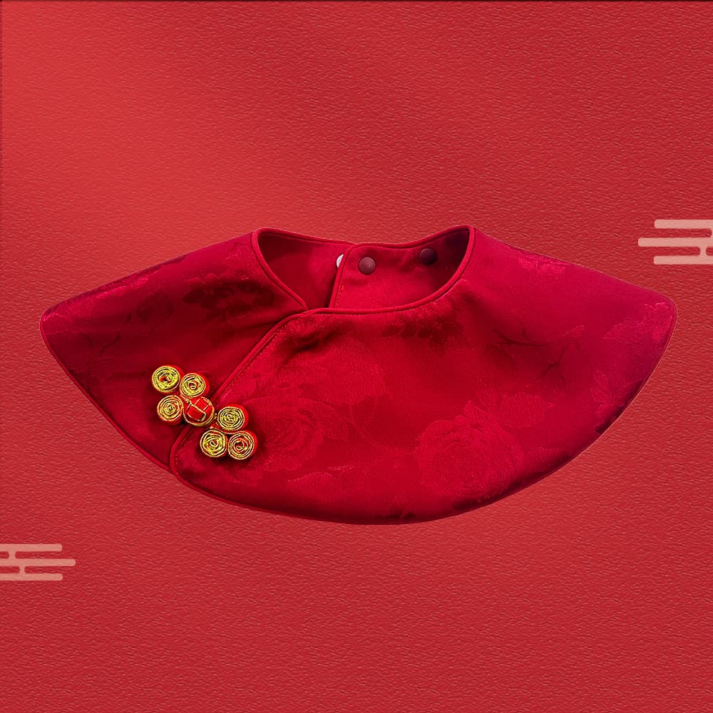 Children's red collar, accessory, eating bib, with embroidery, Chinese style 3