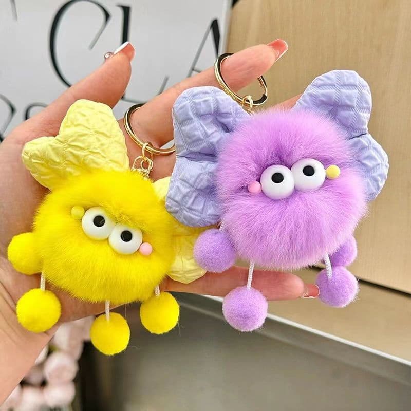 Cute doll with bow, plush bag decoration, keychain, Birthday gift 3