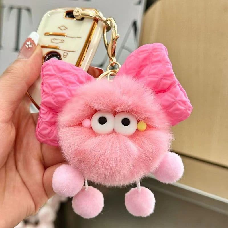 Cute doll with bow, plush bag decoration, keychain, Birthday gift 5