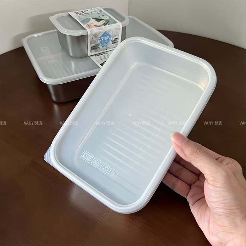 304 stainless steel crisper fruit lunch box food grade refrigerator storage box frozen dumpling food sample box 4