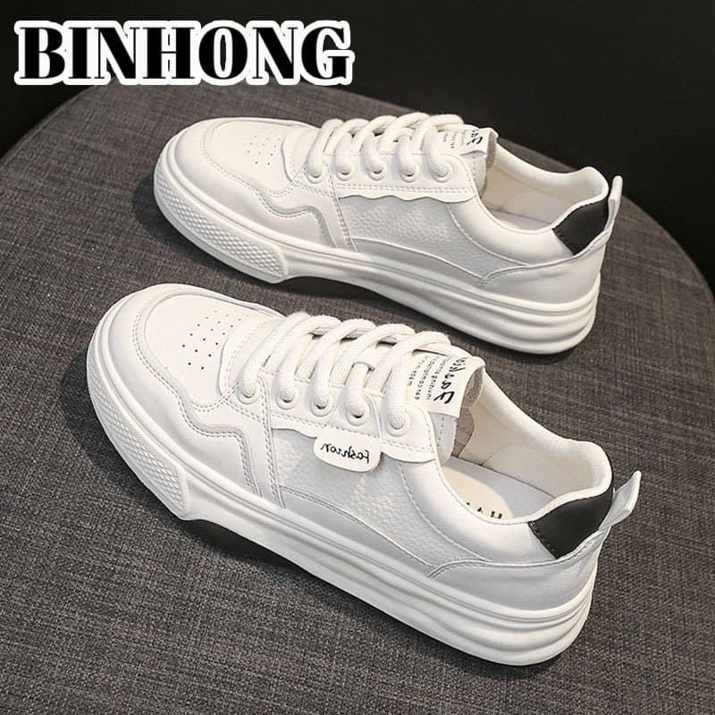 Leather universal white shoes for students, cowhide, trend of season, genuine leather 2