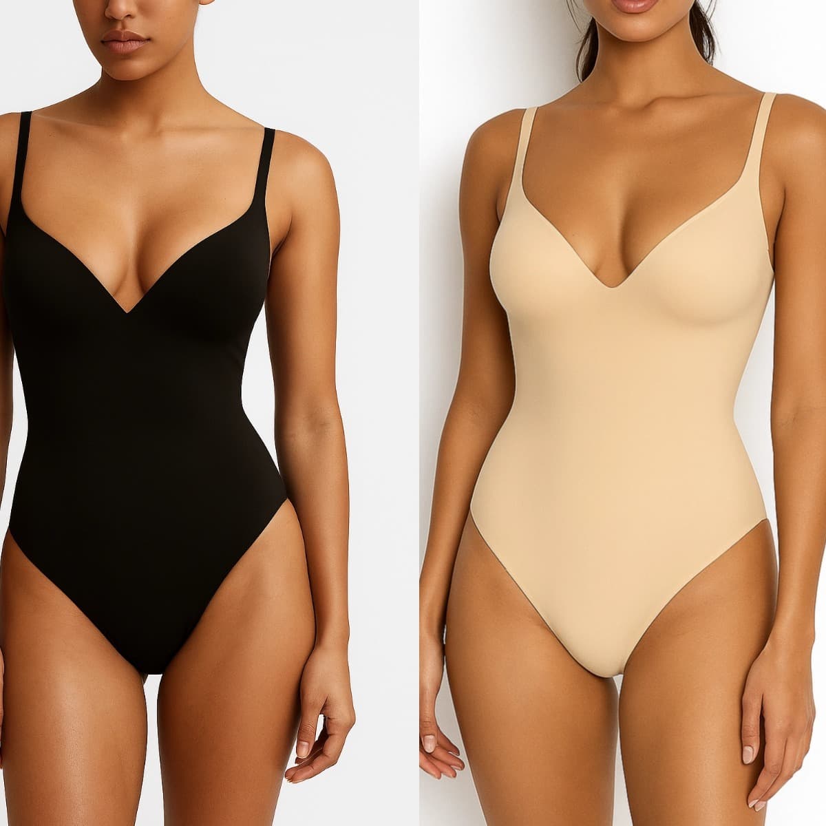 Unlined Plunge Thong Bodysuit Shapewear Sexy Thong Unpadded Cup One-piece 4