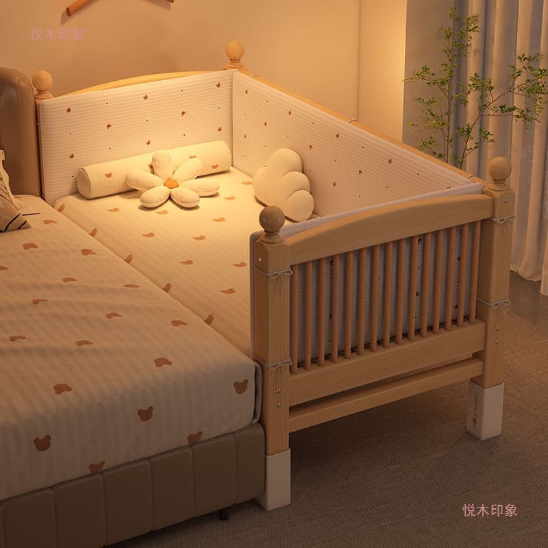 Children's removable fence from natural wood for side table for bed, crib 1