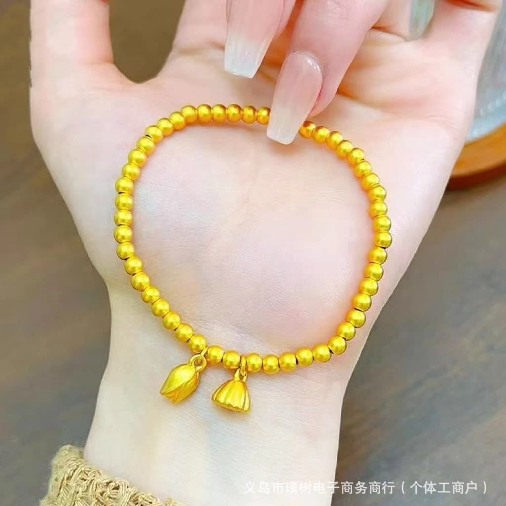 The gold store's same style of ancient sand gold heritage bracelet for women, solid simulation, not easy to fall off, pigment circle, versatile bracelet for two generations 3