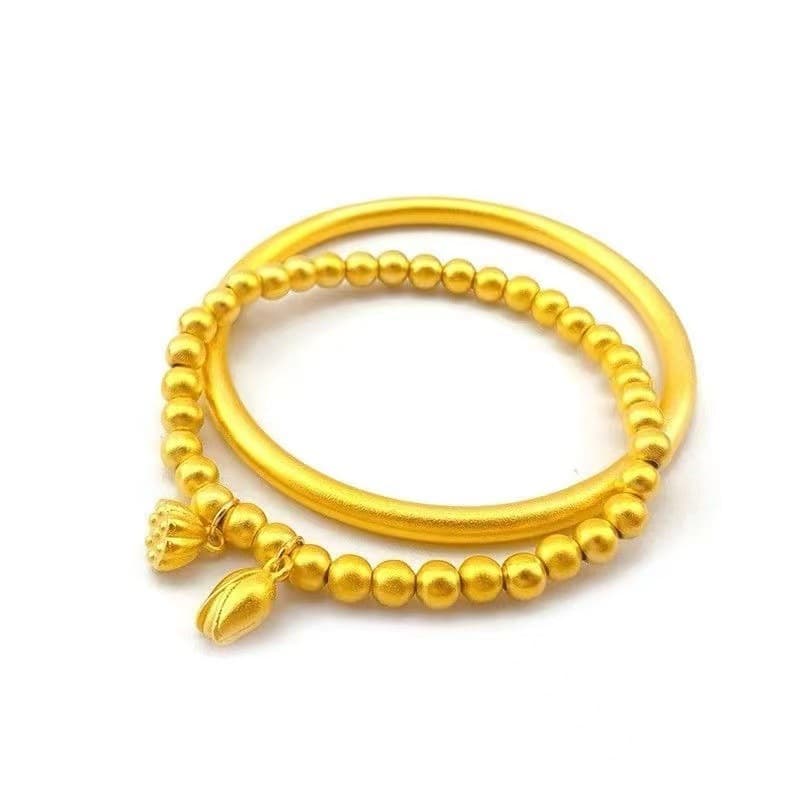 The gold store's same style of ancient sand gold heritage bracelet for women, solid simulation, not easy to fall off, pigment circle, versatile bracelet for two generations 5
