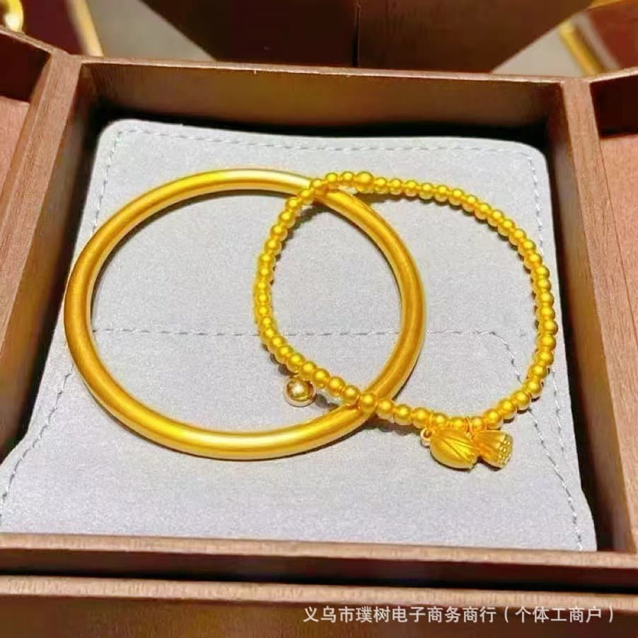 The gold store's same style of ancient sand gold heritage bracelet for women, solid simulation, not easy to fall off, pigment circle, versatile bracelet for two generations 1