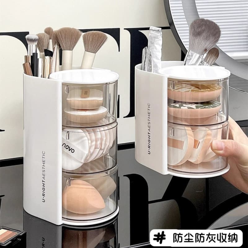 Table storage box, brush, cotton pads, cosmetic cosmetic sponge, 2 in 1 3
