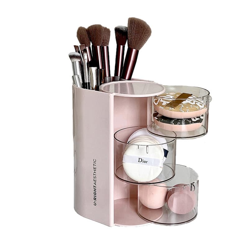Table storage box, brush, cotton pads, cosmetic cosmetic sponge, 2 in 1 5