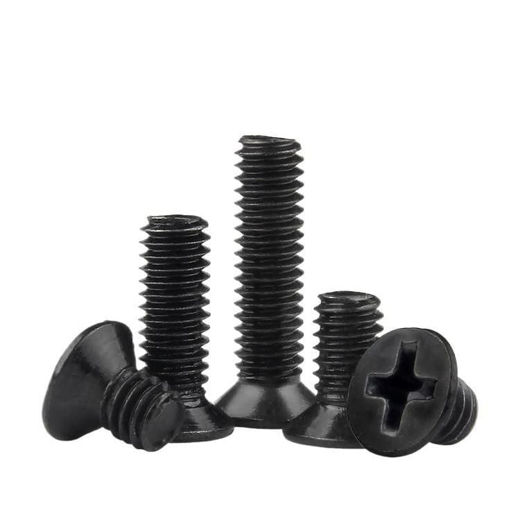 KM carbon steel black computer electronic machine thread small flat head screws countersunk head screws bolt iron black cross countersunk head screws 5