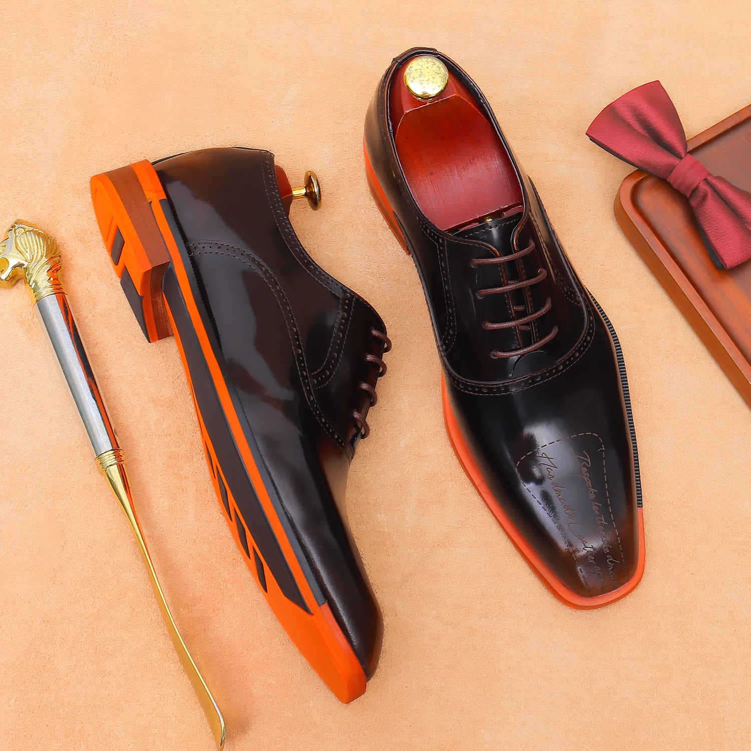 Leather glossy oxford shoes English style square toe, genuine leather 2