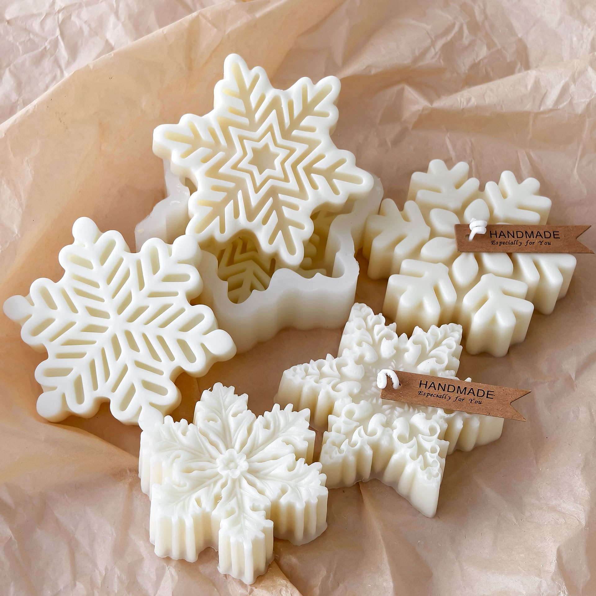 Candle wax agate, decorations handmade, with snowflakes, DIY, long-term effect 2
