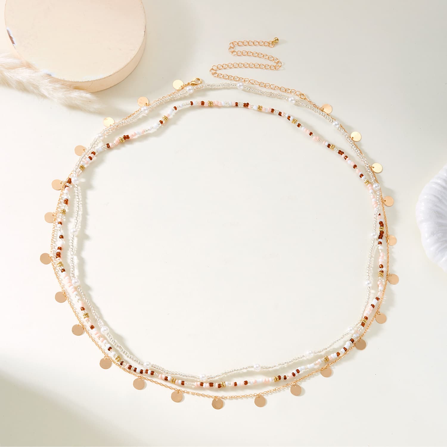 Best selling European and American foreign trade beach style sexy rice beads multi-layer waist chain sexy multi-layer tassel sequins female belly chain 3