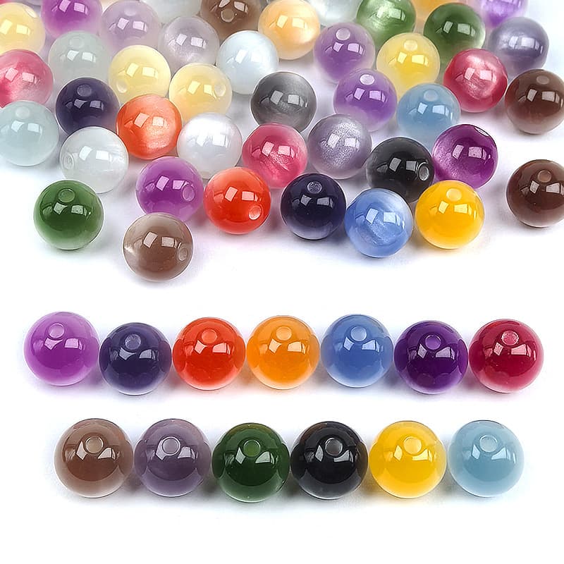 Multicoloured beads, necklace from pearl, accessory, accessories, 8mm, 10mm, cat's eye 2