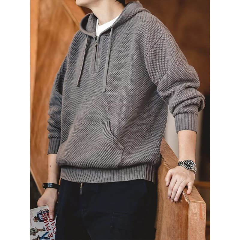 Knitted hoody with zipper, demi-season sweater, trend warm long-sleeve, with a zipper 2