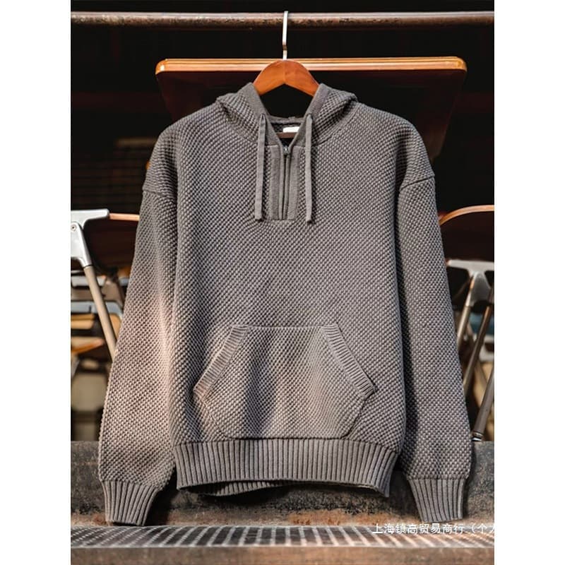 Knitted hoody with zipper, demi-season sweater, trend warm long-sleeve, with a zipper 1