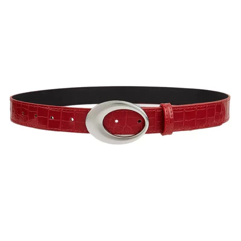 Red retro belt, accessory, jeans, trousers, American style, 2 carat, high-quality style 5