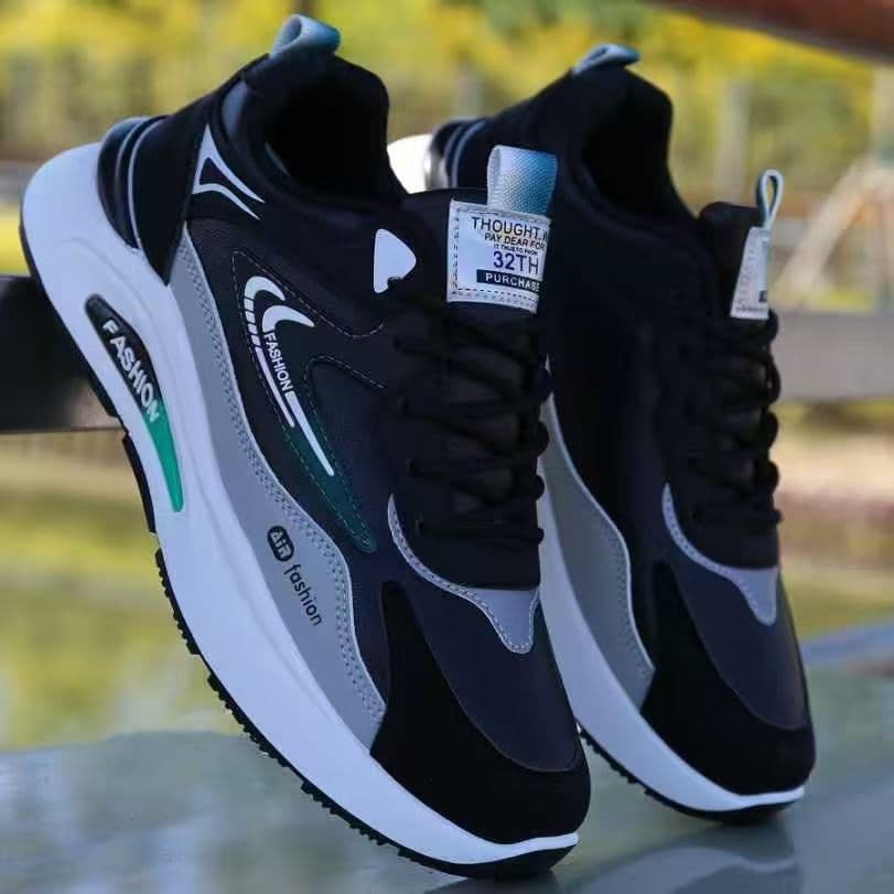 2026 Spring New Men's Leather Waterproof Sports Shoes Trendy Versatile Casual Dad Shoes Soft Sole Anti-Slip Running Shoes 2