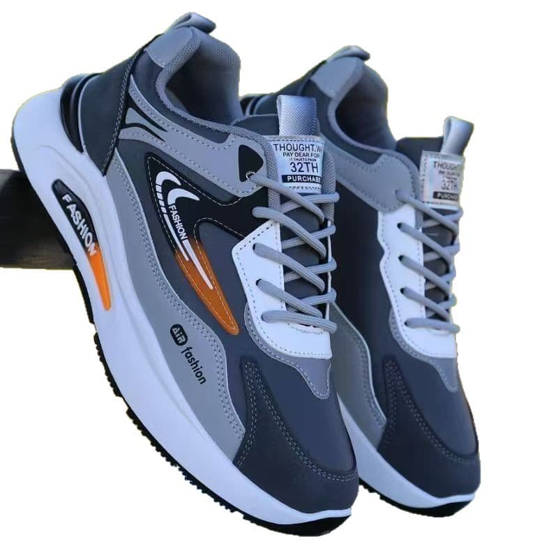 2026 Spring New Men's Leather Waterproof Sports Shoes Trendy Versatile Casual Dad Shoes Soft Sole Anti-Slip Running Shoes 5