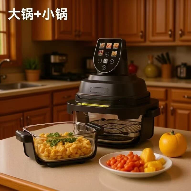 Cross-border color screen smart air fryer Air Fryer glass visual French fries electromechanical oven European standard 110V US 2
