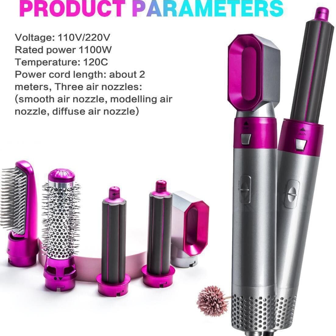 Amazon five -in -one hot wind combs combing air combing automatic suction modeling combed hair straight hair combed hairless leaves without leaves 2