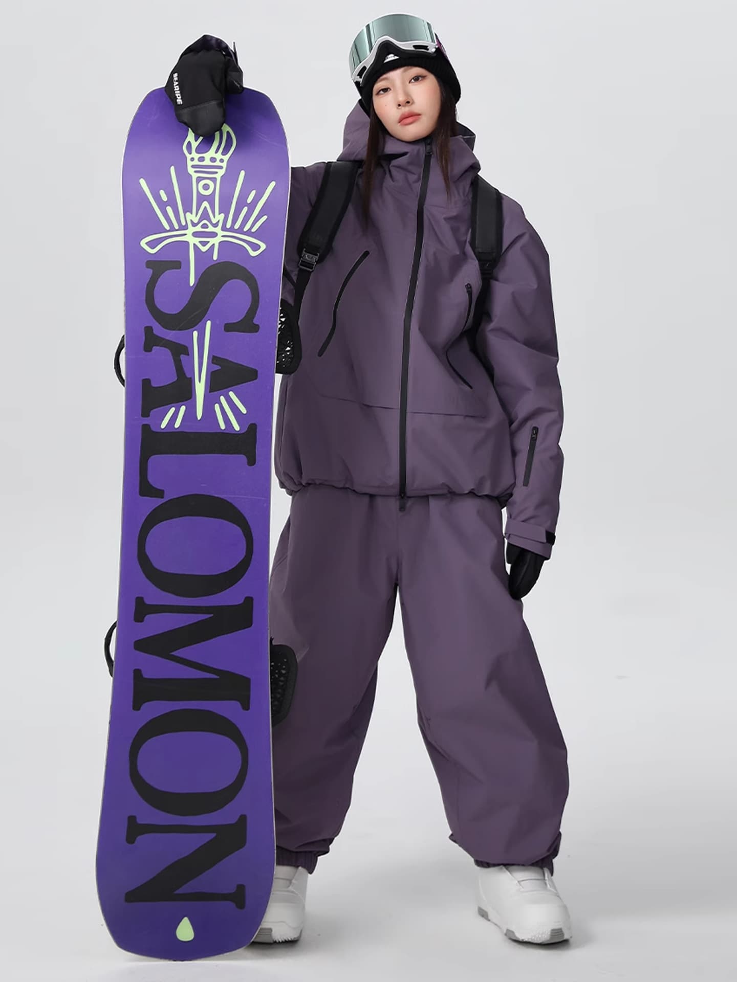 Ski ski suit, waterproof set, wear-resistant keep warm jacket, overall, trousers, American style, loose fit 4