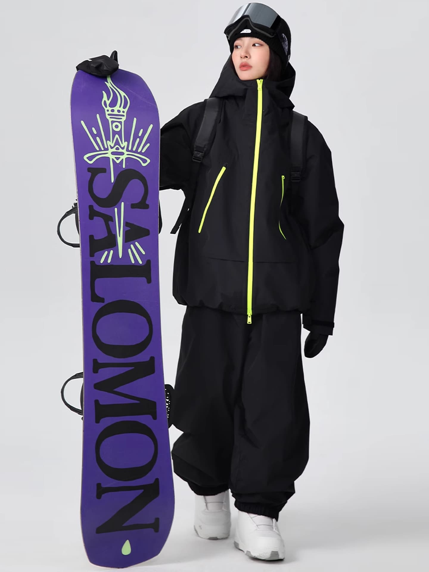 Ski ski suit, waterproof set, wear-resistant keep warm jacket, overall, trousers, American style, loose fit 5