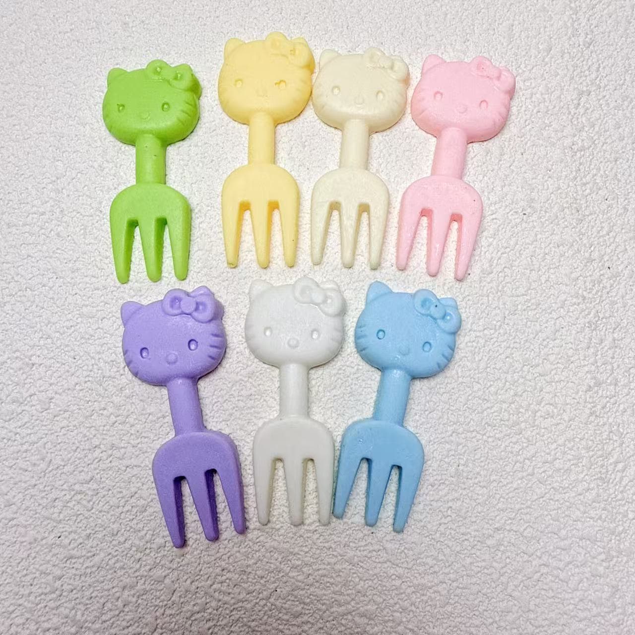 Cute fork with bow with accessories, cream hair accessory, cat, DIY 4