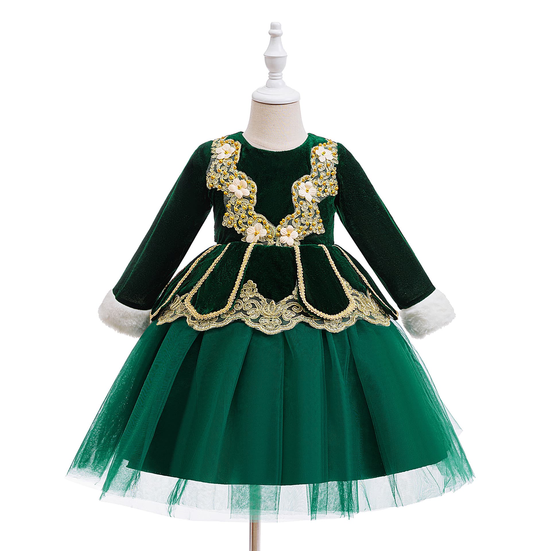 (Cross-border trading), lace small princess costume, velvet Christmas long-sleeve, dress up 5