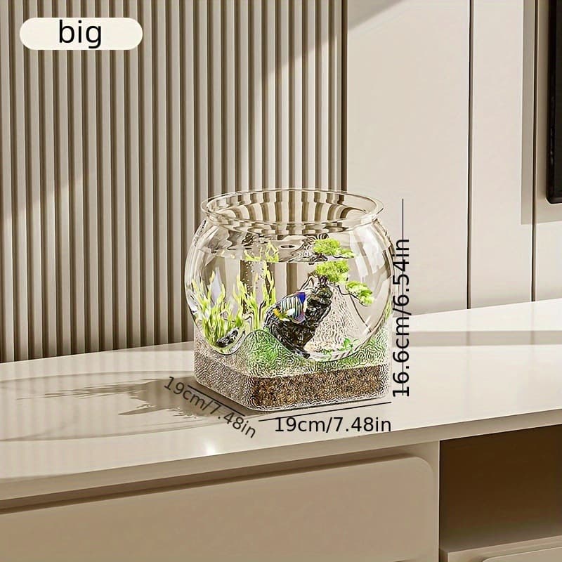 TEMU Overseas Warehouse New Style Fish Reptiles Amphibians Shatterproof Transparent Round Fish Tank 5