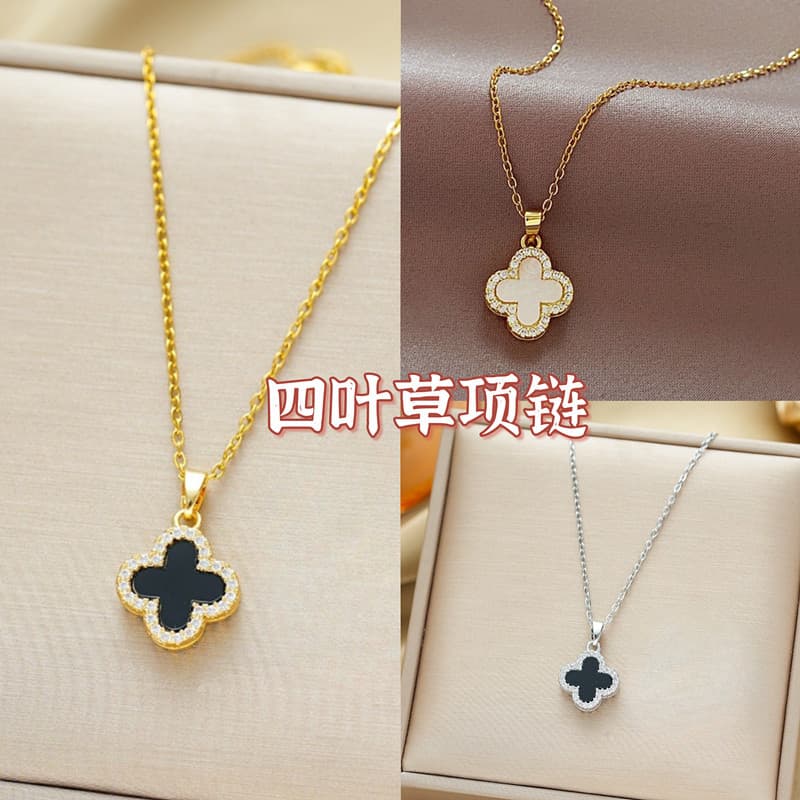 Summer fashionable necklace, four-leaf clover, light luxury style
