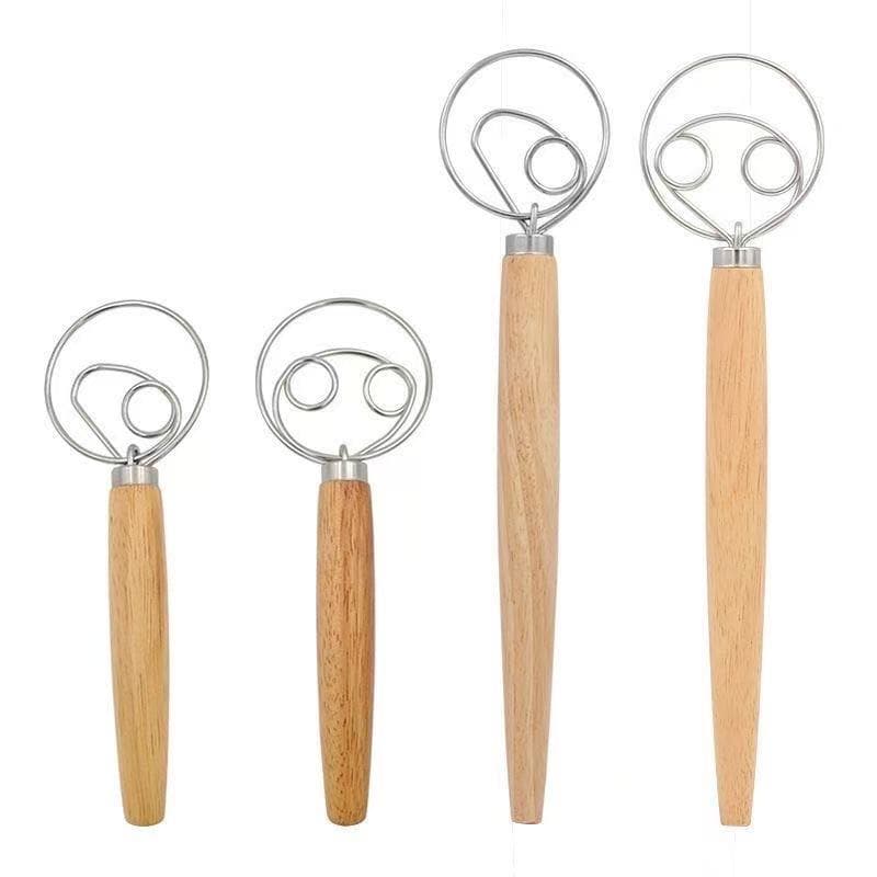 Stainless steel oak handle coil noodle dough flour flocks dual -circle manual egg bell firing single ring flour mixer mixer 5