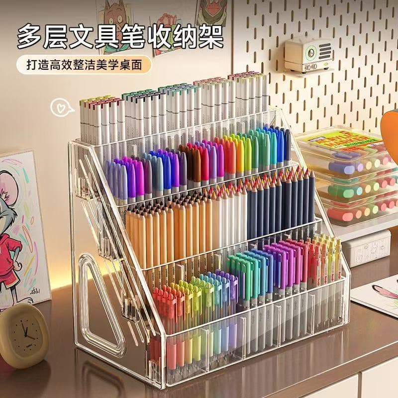 Watercolour, capacious crayons, acrylic pens holder, table brush, marker, storage box 1