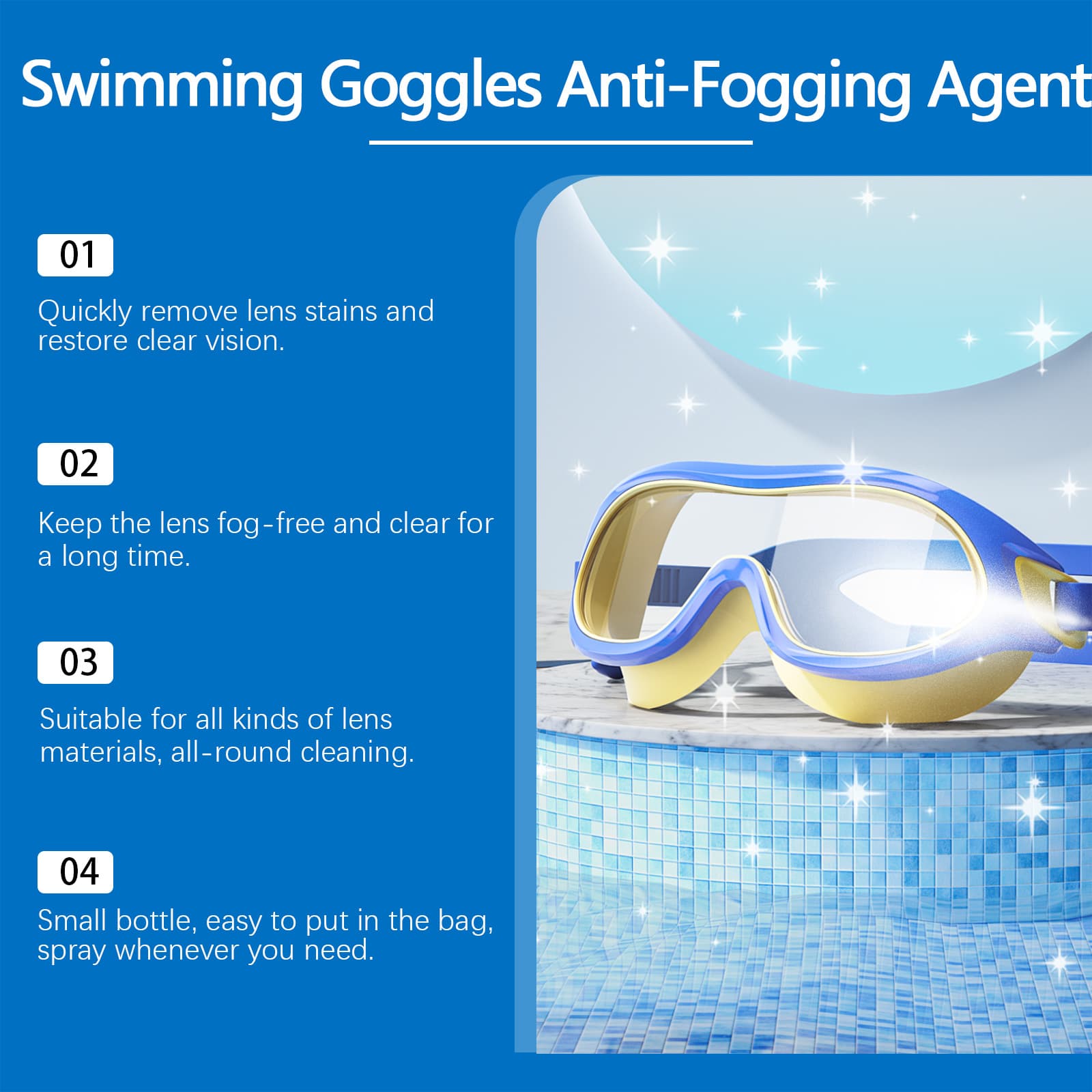 JUE FISH Glasses anti-fog, spray, sunglasses for swimming, lens 2