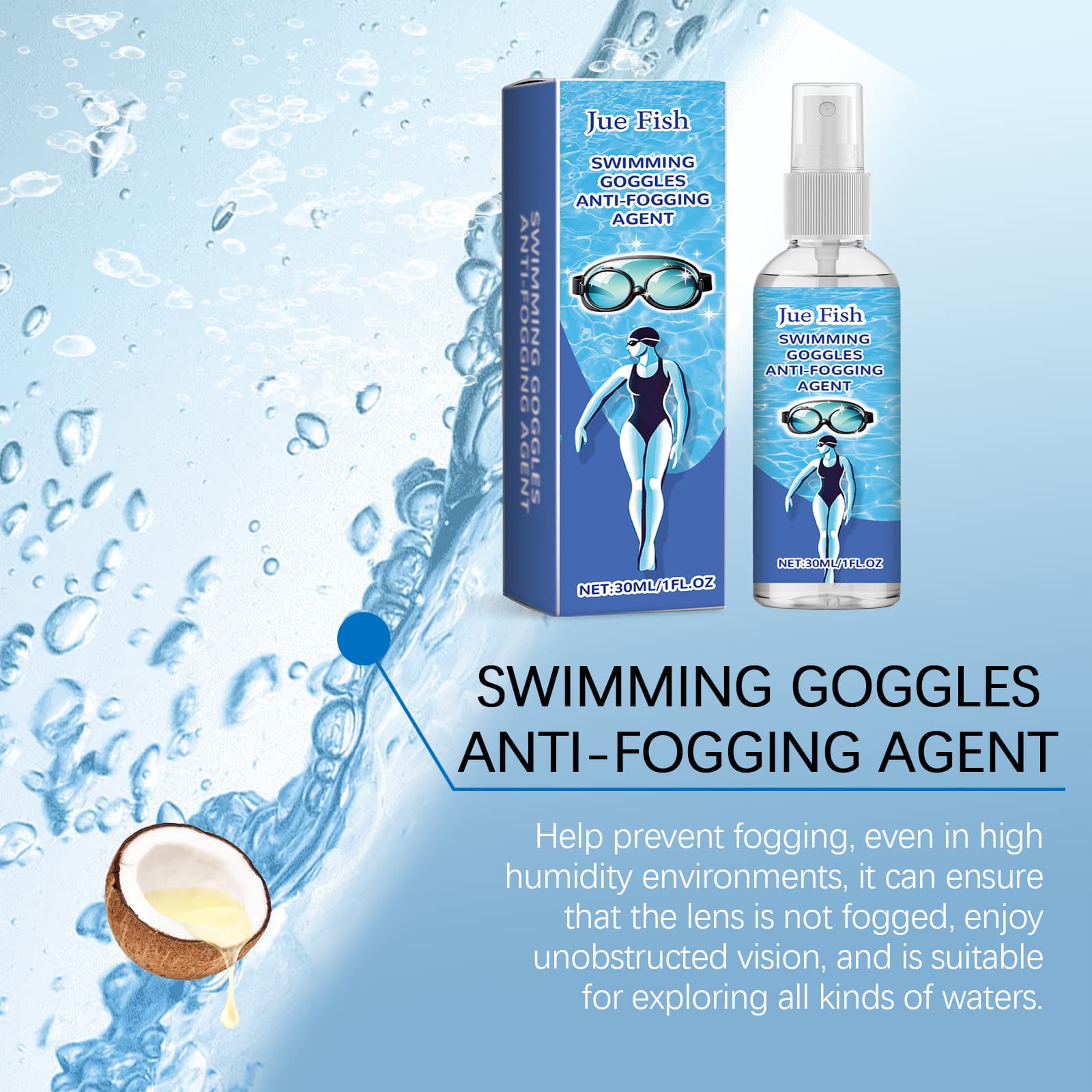 JUE FISH Glasses anti-fog, spray, sunglasses for swimming, lens 4