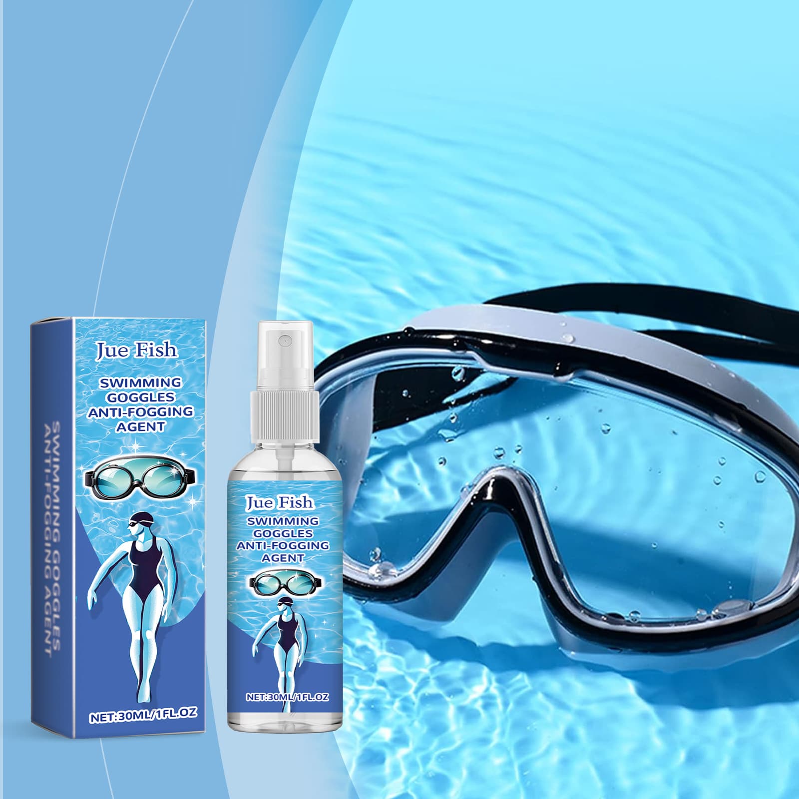 JUE FISH Glasses anti-fog, spray, sunglasses for swimming, lens 1
