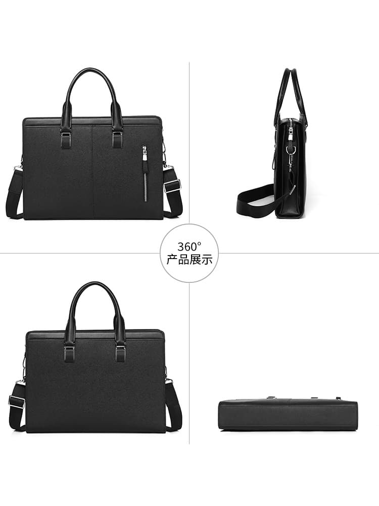 Purse, capacious bag, men's fashionable leather laptop, genuine leather, business version, simple and elegant design 4