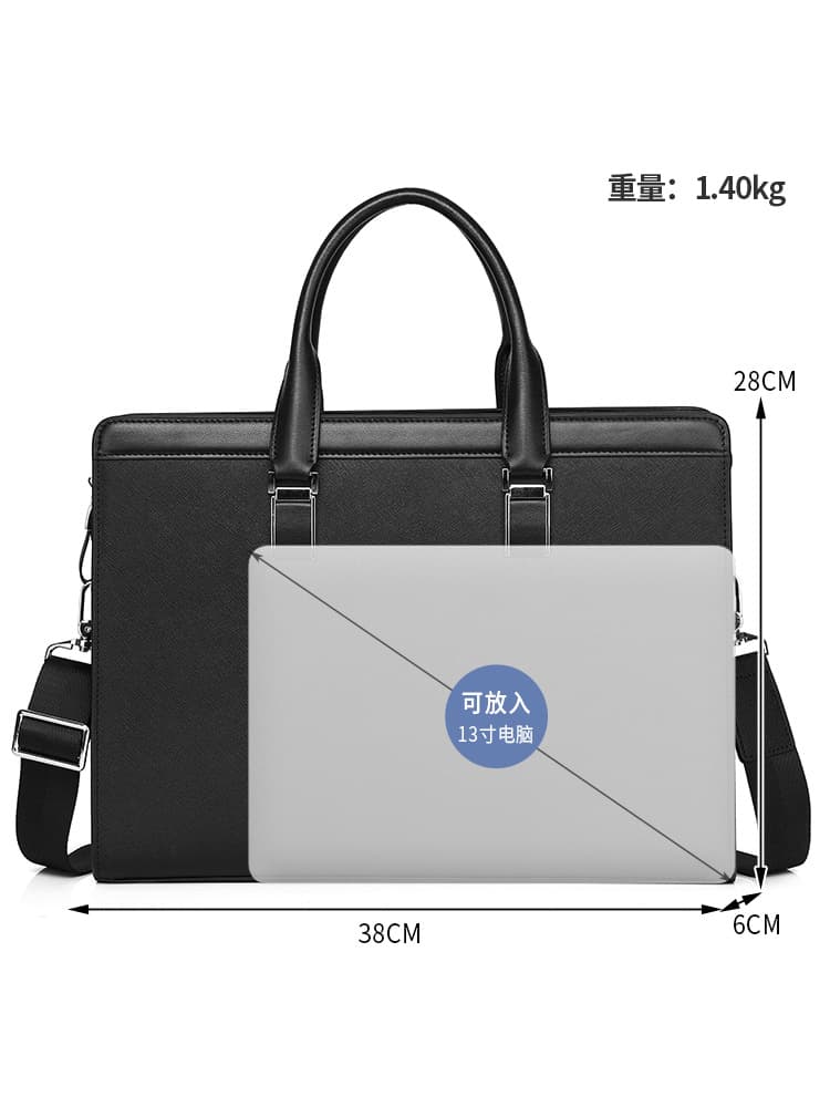 Purse, capacious bag, men's fashionable leather laptop, genuine leather, business version, simple and elegant design 5