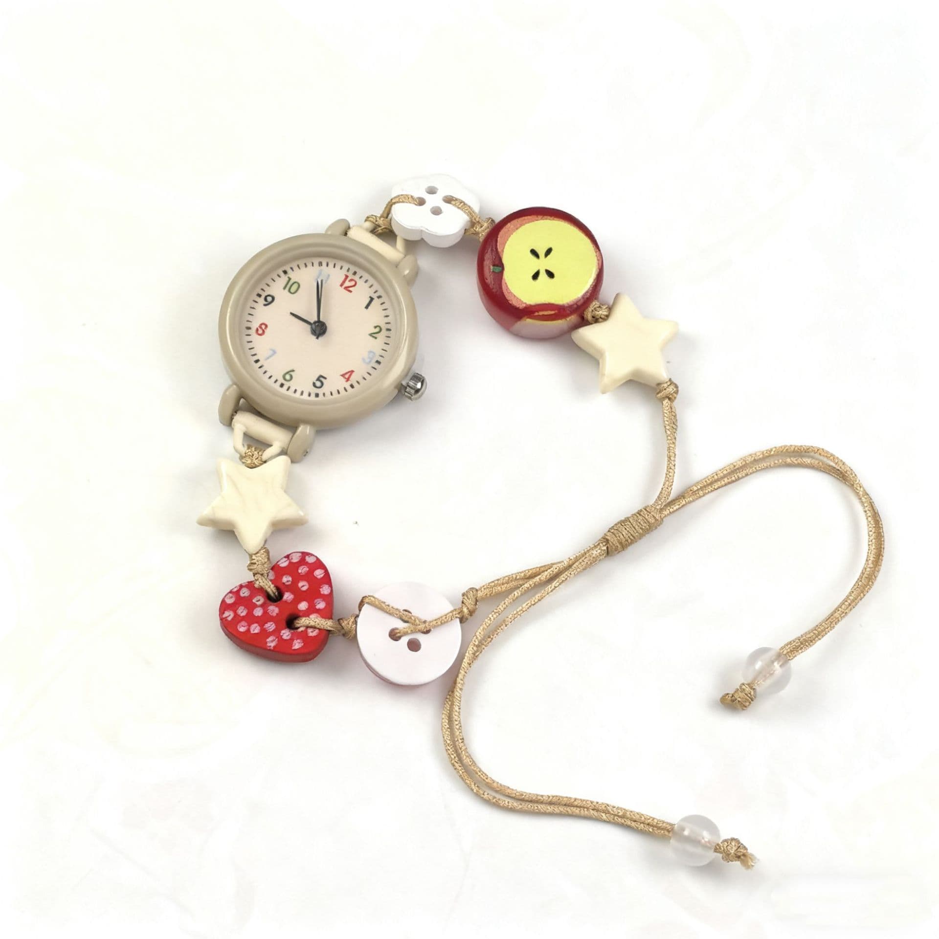 Apple, woven cute beaded bracelet handmade, swiss watch 5