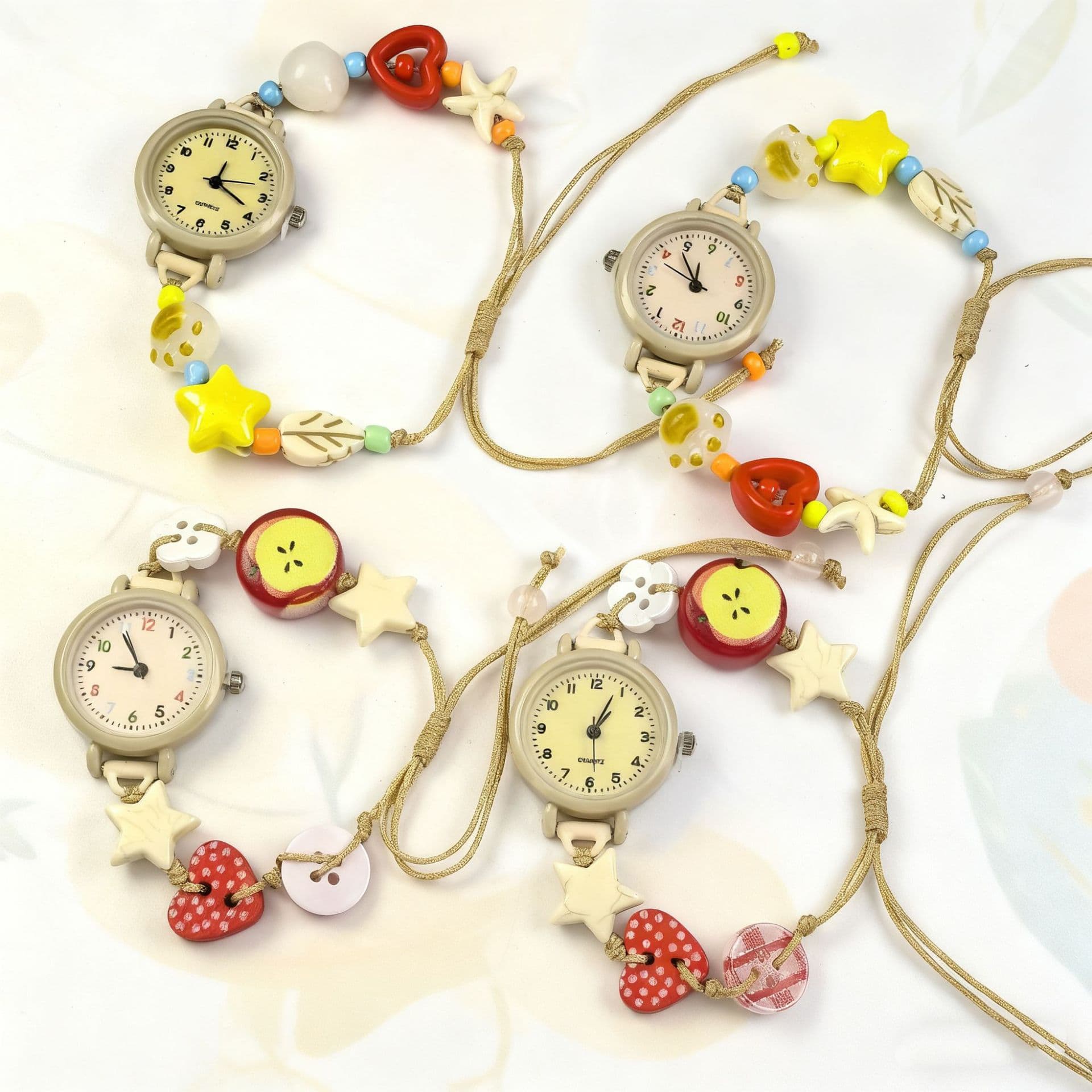 Apple, woven cute beaded bracelet handmade, swiss watch