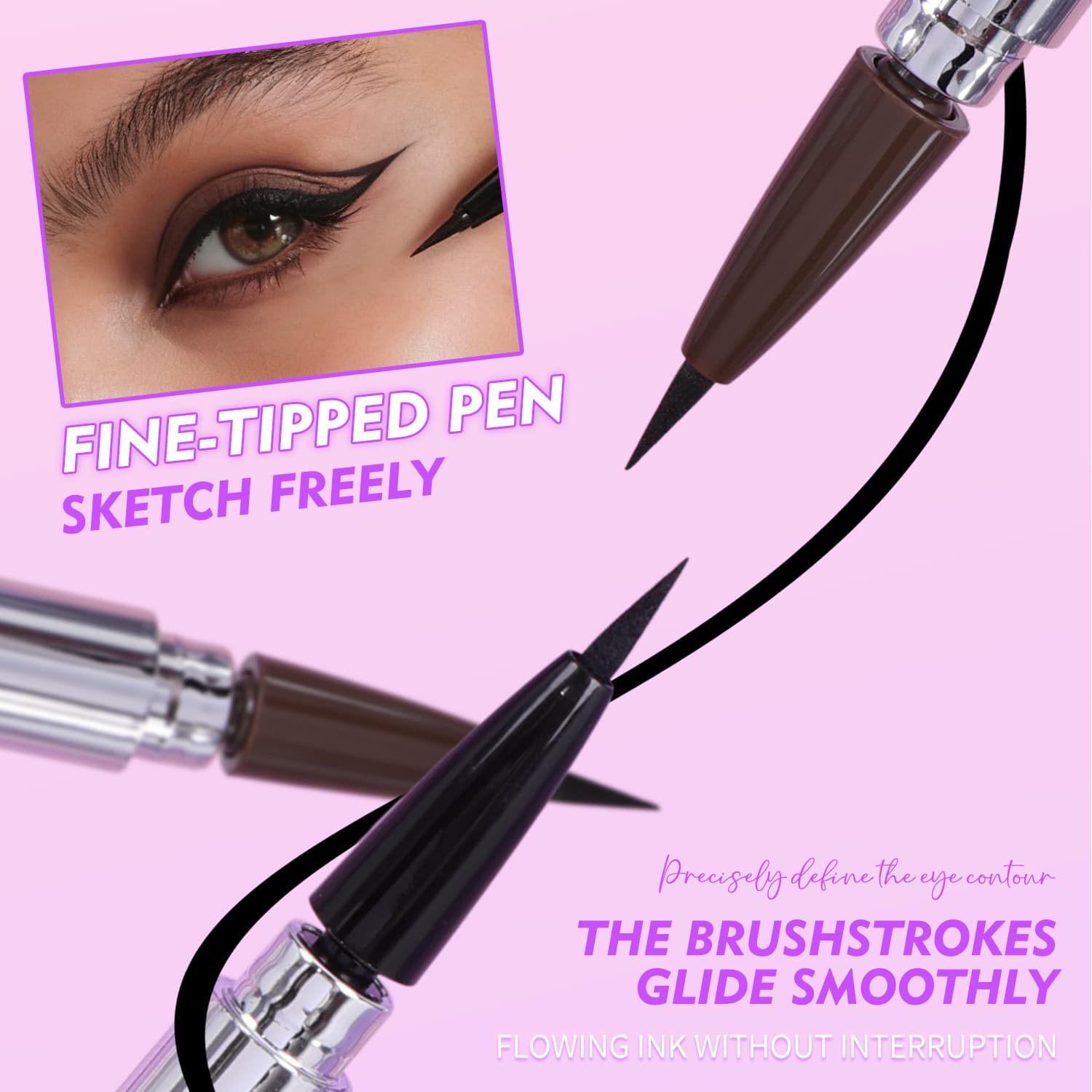 Cross-border popular 360° rotating tip eyeliner pen with long-lasting color and non-fading semi-permanent liquid eyeliner pen wholesale 4